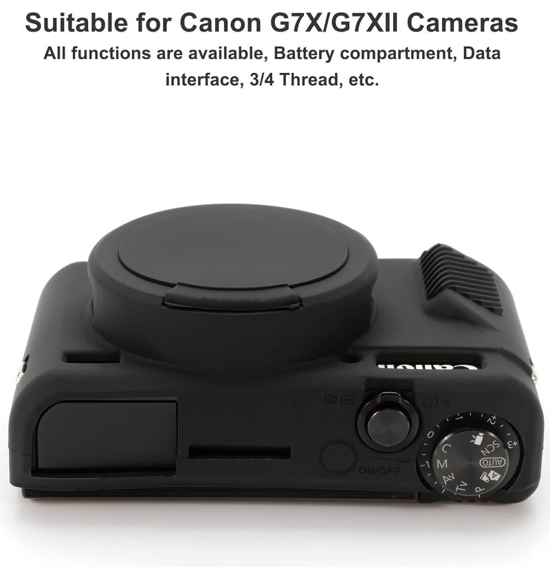 Yisau G7X Mark II Camera Case, G7X Removable Lens Cover Silicone Cover for Canon PowerShot G7X ii, G7X Accessories, Lightweight Rubber Soft Silicone Case - Glamour Black - Image 3