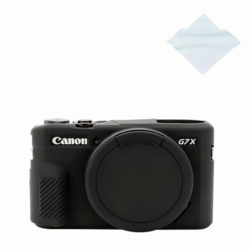 Yisau G7X Mark II Camera Case, G7X Removable Lens Cover Silicone Cover for Canon PowerShot G7X ii, G7X Accessories, Lightweight Rubber Soft Silicone Case - Glamour Black - Image 1