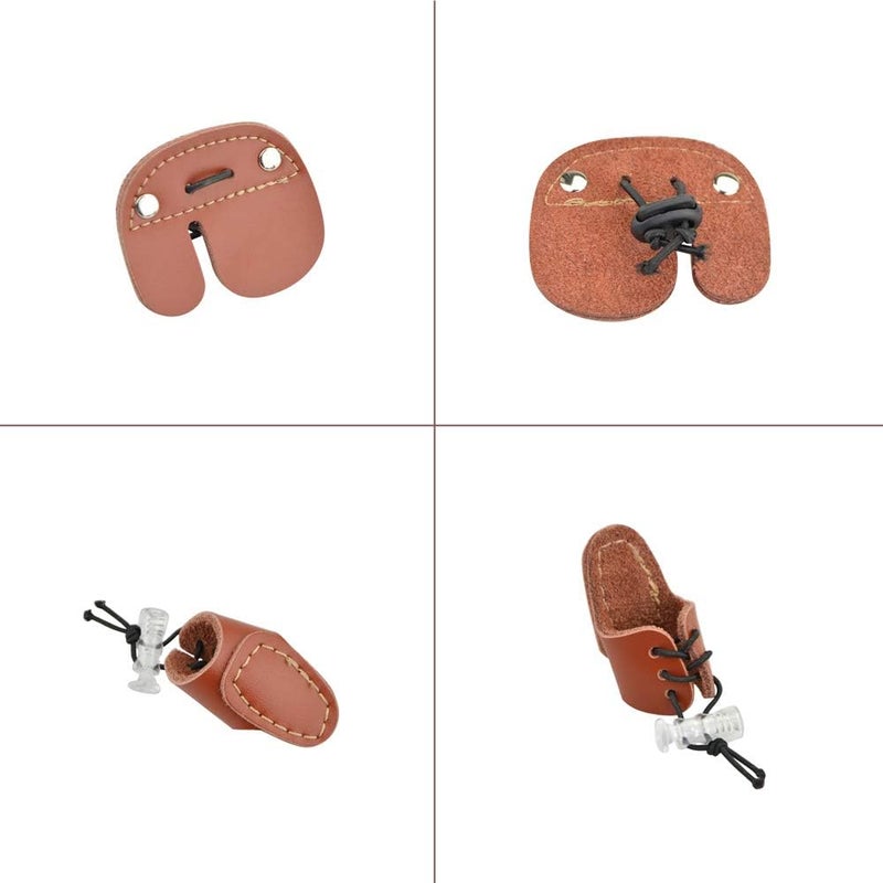 SHARROW Archery Protector Set Glove 3 Finger Guard Leather Arm Guard Bracers Finger Tabs Thumb Ring Finger Protector Protective Gear Set for Compound Bow Recurve Bow Shooting Hunting - Image 5