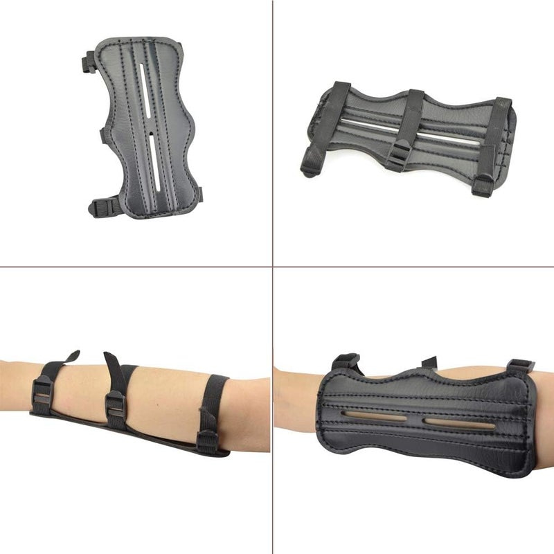 SHARROW Archery Protector Set Glove 3 Finger Guard Leather Arm Guard Bracers Finger Tabs Thumb Ring Finger Protector Protective Gear Set for Compound Bow Recurve Bow Shooting Hunting - Image 4