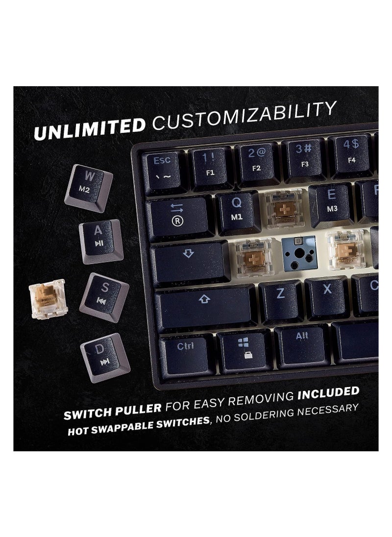 Gaming GK61 Mechanical Gaming Keyboard - 61 Keys Multi Color RGB Illuminated LED Backlit Wired Programmable Tactile (Gateron Optical Brown)