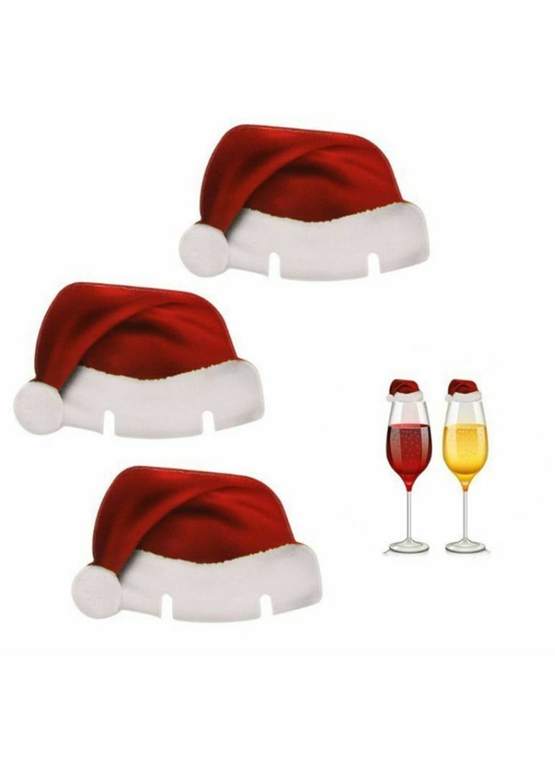 10 قطعة جديدة من ديكورات عيد الميلاد: قبعات أكواب النبيذ وبطاقات الشمبانيا وقبعات نبيذ عيد الميلاد الحمراء وديكورات حفلات العطلات - Image 1