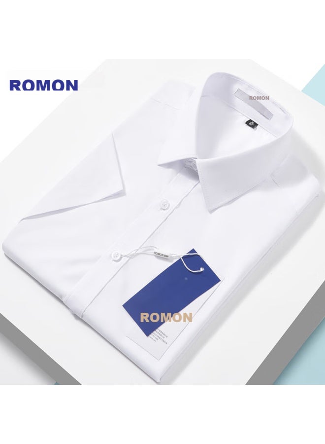 ROMON Romon Modal-blend Wrinkle-free Short-sleeve Dress Shirt For Men, Casual Business Work Uniform Formal Wear Top Shirt  - Image 2
