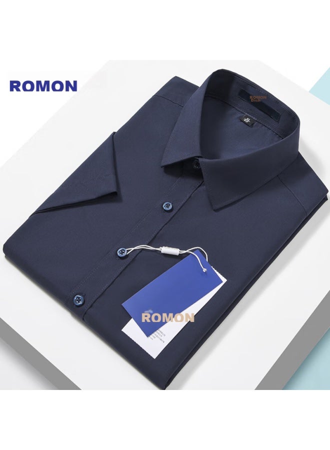 ROMON Romon Modal-blend Wrinkle-free Short-sleeve Dress Shirt For Men, Casual Business Work Uniform Formal Wear Top Shirt  - Image 1