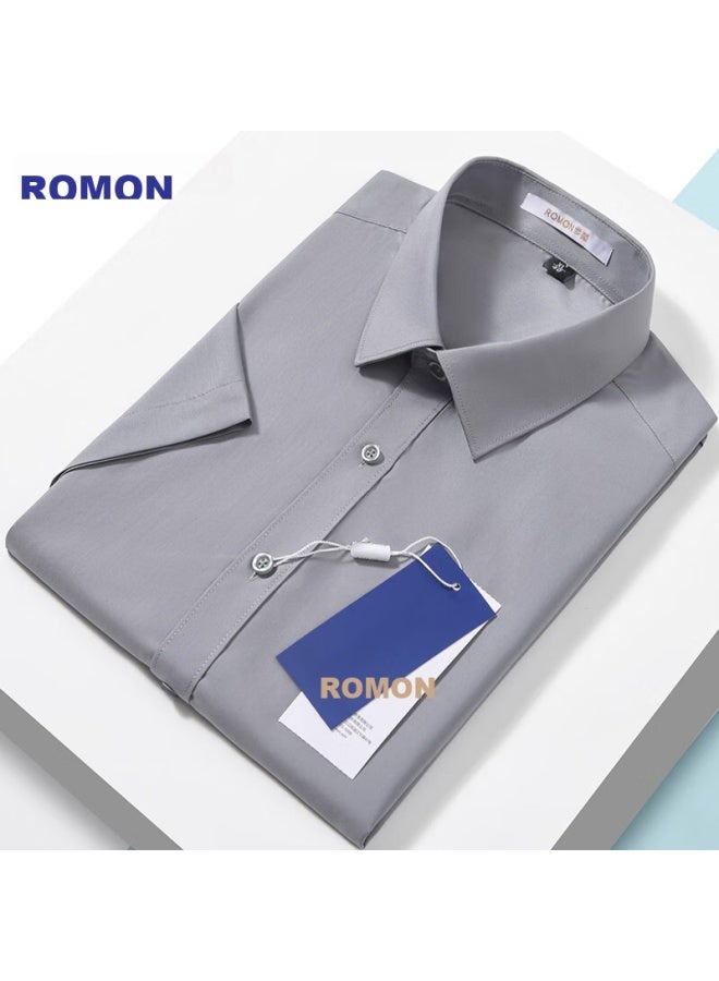 ROMON Romon Modal-blend Wrinkle-free Short-sleeve Dress Shirt For Men, Casual Business Work Uniform Formal Wear Top Shirt  - Image 5