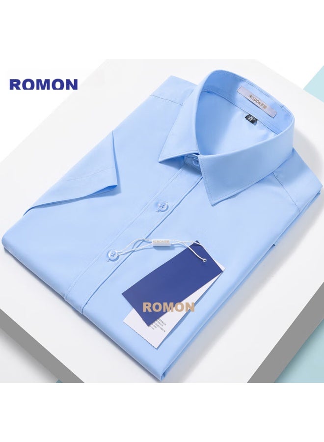 ROMON Romon Modal-blend Wrinkle-free Short-sleeve Dress Shirt For Men, Casual Business Work Uniform Formal Wear Top Shirt  - Image 3
