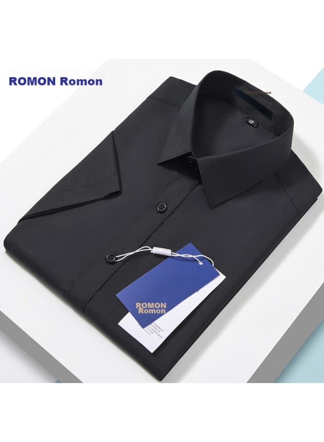 ROMON Romon Modal-blend Wrinkle-free Short-sleeve Dress Shirt For Men, Casual Business Work Uniform Formal Wear Top Shirt  - Image 4