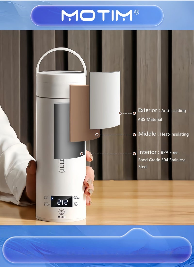 Motim Portable Travel Kettle 380ML Mini Tea Kettle with 4 Variable Presets Auto Shut-Off and Boil Dry Protection  - Image 5