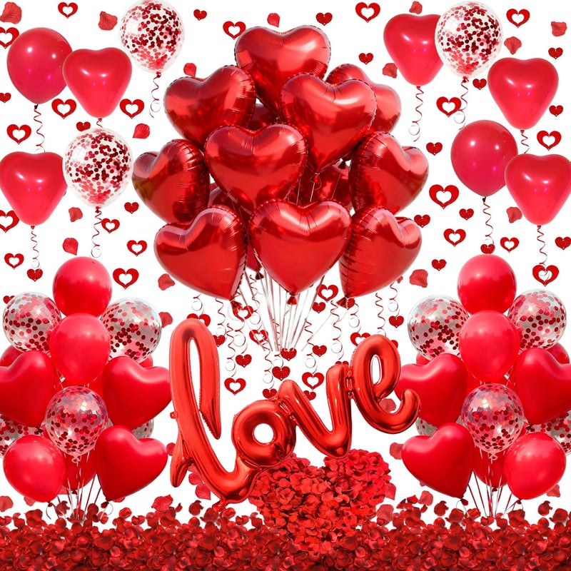 IMISHM Valentines Day Decorations Set Love Balloons and Red Heart Balloons With Fake Rose Petals for Valentines Day Galentines Party Decorations Proposal Wedding Anniversary Decor - Image 3