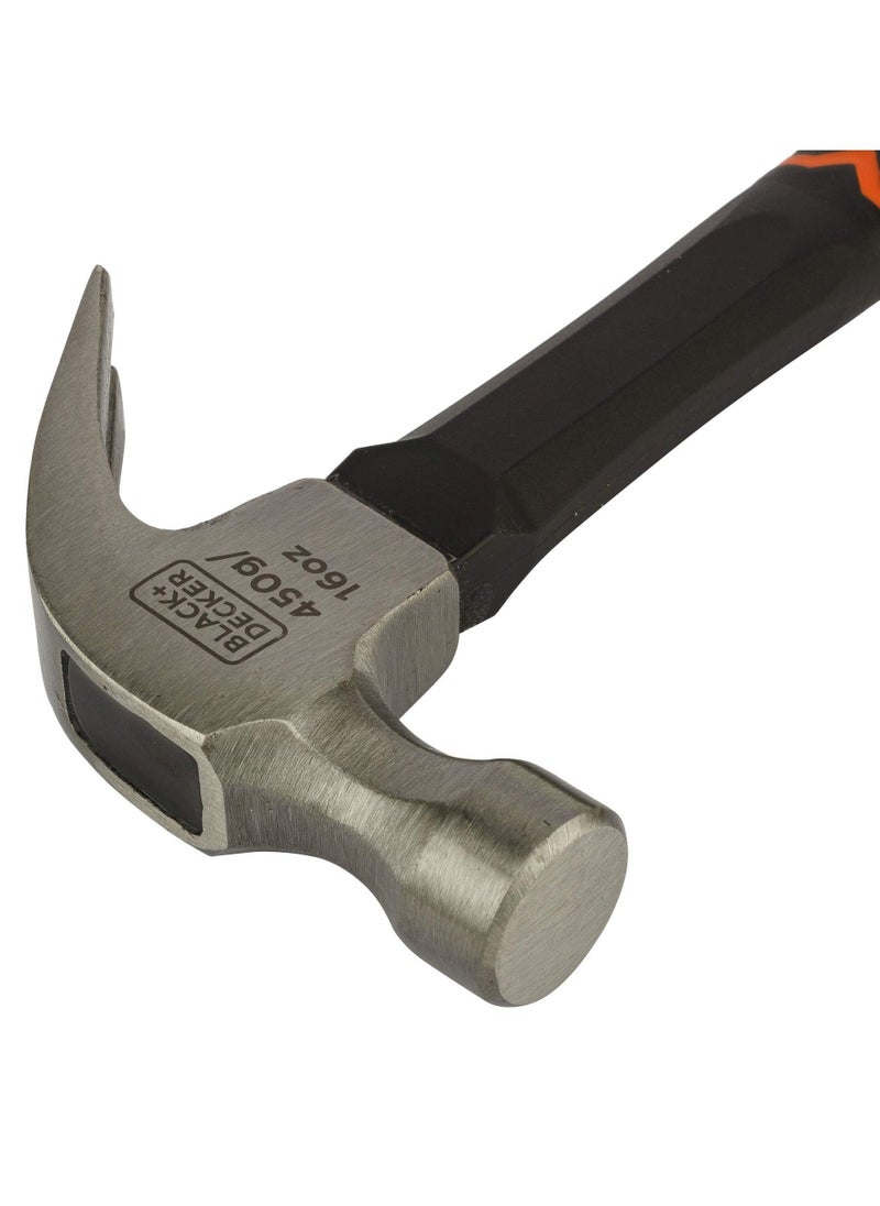 BLACK+DECKER Fiber Glass Hammer Handle Claw 16Oz-450G  - Image 2