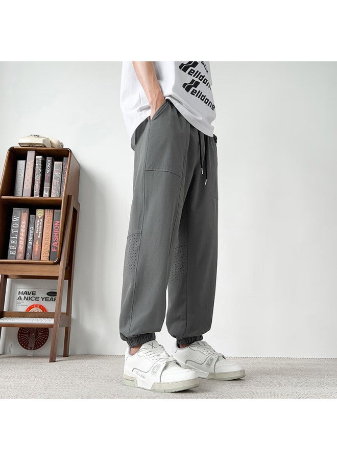 Dingfengbaoluo Ice-cool Casual Pants For Men, Spring And Summer Lightweight Breathable Mesh Loose-fit Tapered Trousers Dfk96 Gray 5XL - Image 5