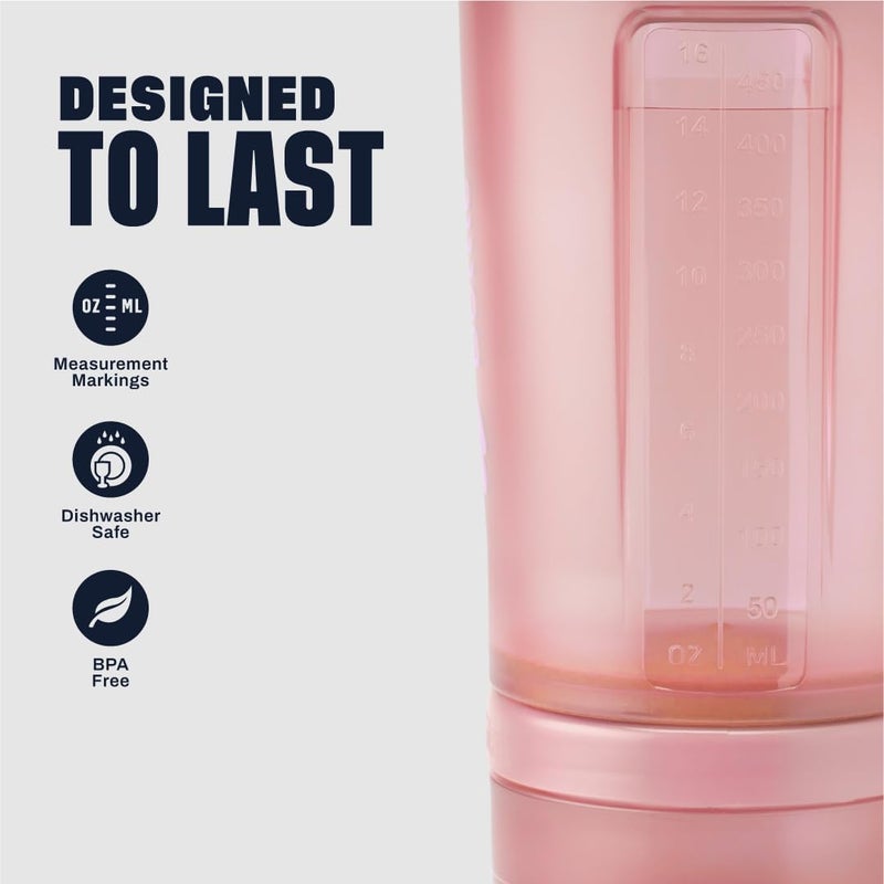 BlenderBottle Shaker Bottle with Pill Organizer and Storage for Protein Powder, ProStak System, 22-Ounce, Rose Pink - Image 5