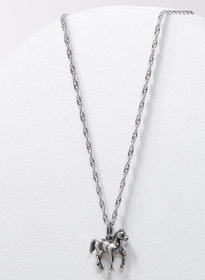 مورجان آند بايدج قلادة مورغان آند بيج من الفضة الإسترليني عيار 925 بتصميم حصان مؤكسد، قلادة أنيقة وخفيفة الوزن، هدية مثالية لها، سلسلة كابل بطول 18 بوصة - Image 5