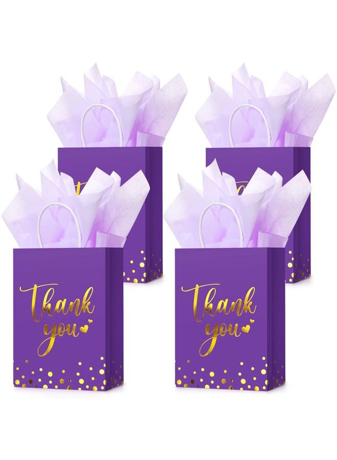 Tinlade 30 Pcs Thank You Gift Bags with Tissue Paper Gold Thank You Wedding Bags with Handle for Business, Shopping, Wedding, Baby Shower, Party Favors (Dark Purple) - Image 1