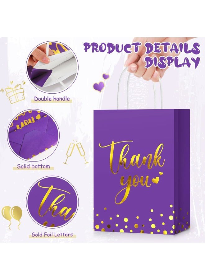 Tinlade 30 Pcs Thank You Gift Bags with Tissue Paper Gold Thank You Wedding Bags with Handle for Business, Shopping, Wedding, Baby Shower, Party Favors (Dark Purple) - Image 3