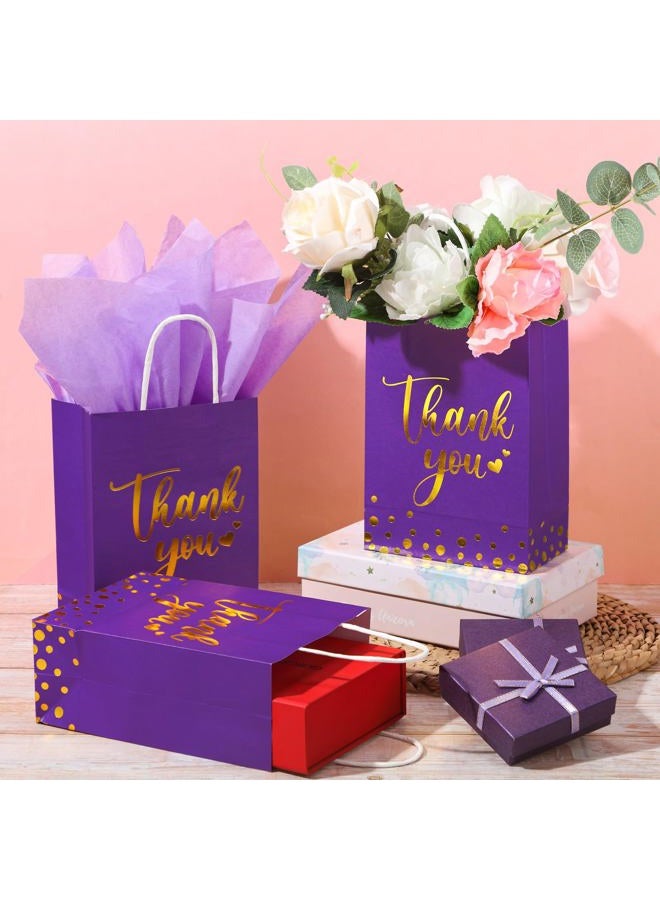 Tinlade 30 Pcs Thank You Gift Bags with Tissue Paper Gold Thank You Wedding Bags with Handle for Business, Shopping, Wedding, Baby Shower, Party Favors (Dark Purple) - Image 4