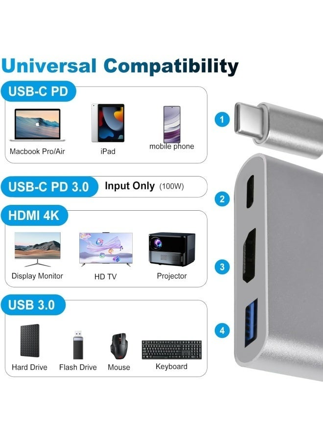 Apluynm Usb-C To Hdmi ( 4K ) Usb 3.0 And Female Type-C Adapter For Macbook And Chromebook - Image 3
