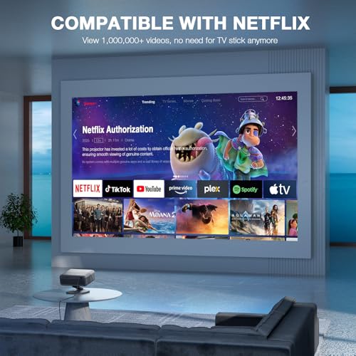 AuKing [Officially-Licensed APP & 2500ANSI] 4K Projector with WiFi and Bluetooth,3D Dolby Audio and Auto Focus Smart Projector,Outdoor Movie Home Theater Proyector with Omni-Adjustable Stand (grey) - Image 2