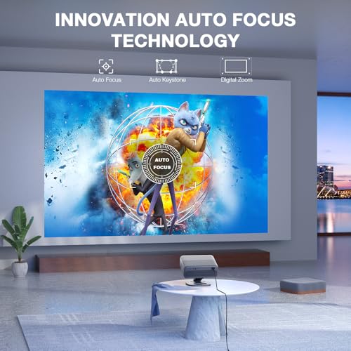 AuKing [Officially-Licensed APP & 2500ANSI] 4K Projector with WiFi and Bluetooth,3D Dolby Audio and Auto Focus Smart Projector,Outdoor Movie Home Theater Proyector with Omni-Adjustable Stand (grey) - Image 4