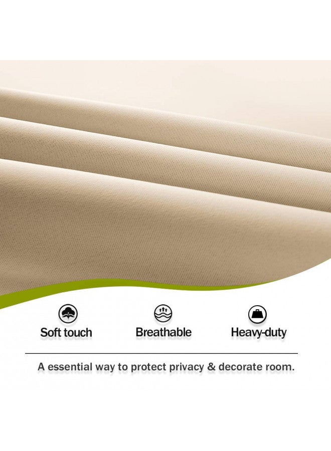 PONY DANCE Door Curtain Panel - Room Darkening Rod Pocket Sliding Glass Door Drapes Privacy Light Block for Front French Door with Bonus Tiebacks, 54 x 72-inch, Biscotti Beige, 1 Piece - Image 5