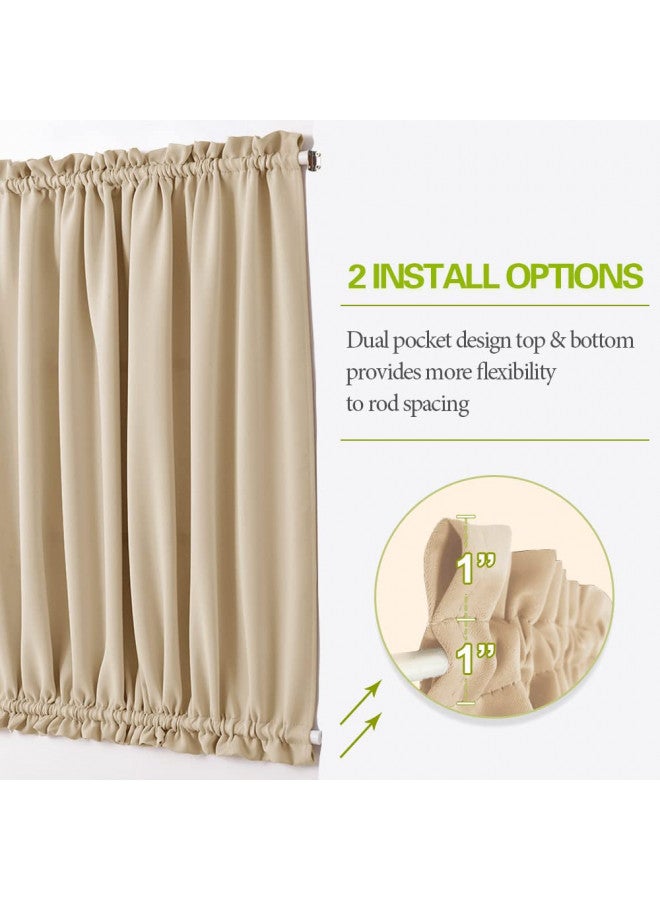 PONY DANCE Door Curtain Panel - Room Darkening Rod Pocket Sliding Glass Door Drapes Privacy Light Block for Front French Door with Bonus Tiebacks, 54 x 72-inch, Biscotti Beige, 1 Piece - Image 2