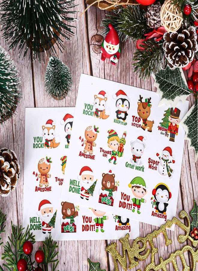 Whaline 360Pcs Christmas Stickers Teacher Reward Stickers Xmas Cartoon Motivational Self-Adhesive Stickers Positive Inspiration Decals for Students Kids Homework Tests Assignments Classroom Party - Image 4