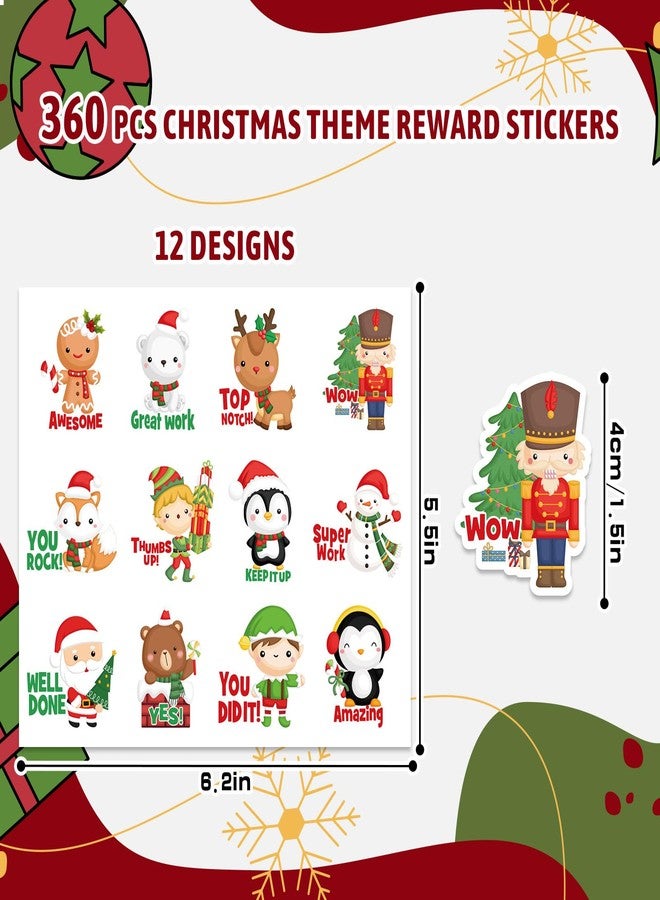 Whaline 360Pcs Christmas Stickers Teacher Reward Stickers Xmas Cartoon Motivational Self-Adhesive Stickers Positive Inspiration Decals for Students Kids Homework Tests Assignments Classroom Party - Image 2