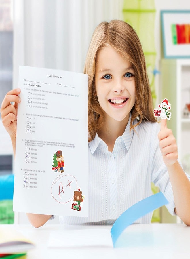 Whaline 360Pcs Christmas Stickers Teacher Reward Stickers Xmas Cartoon Motivational Self-Adhesive Stickers Positive Inspiration Decals for Students Kids Homework Tests Assignments Classroom Party - Image 5