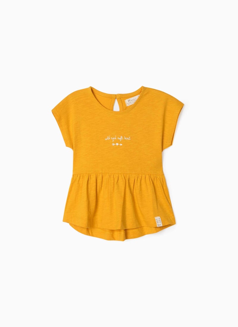 Zippy Jersey T-Shirt for Baby Girls 'Soft Heart', Yellow - Image 1