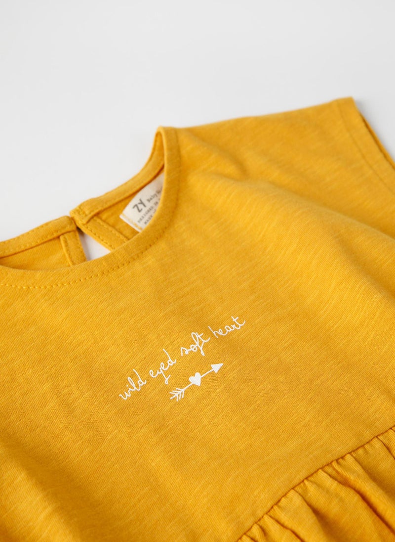 Zippy Jersey T-Shirt for Baby Girls 'Soft Heart', Yellow - Image 2