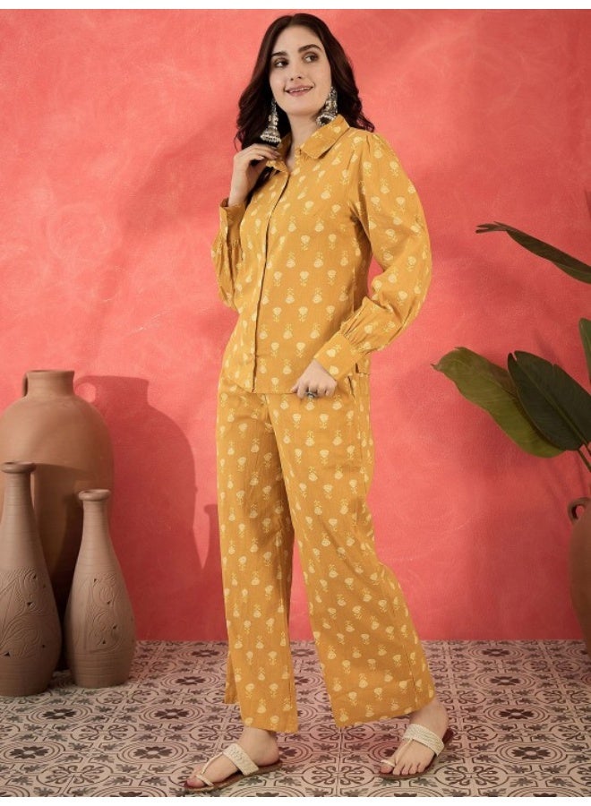 AKS Mustard Cotton Co Ord Set  - Image 4