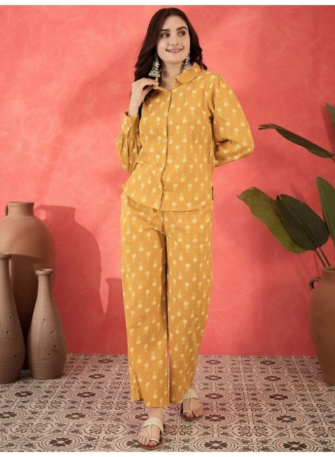 AKS Mustard Cotton Co Ord Set  - Image 1