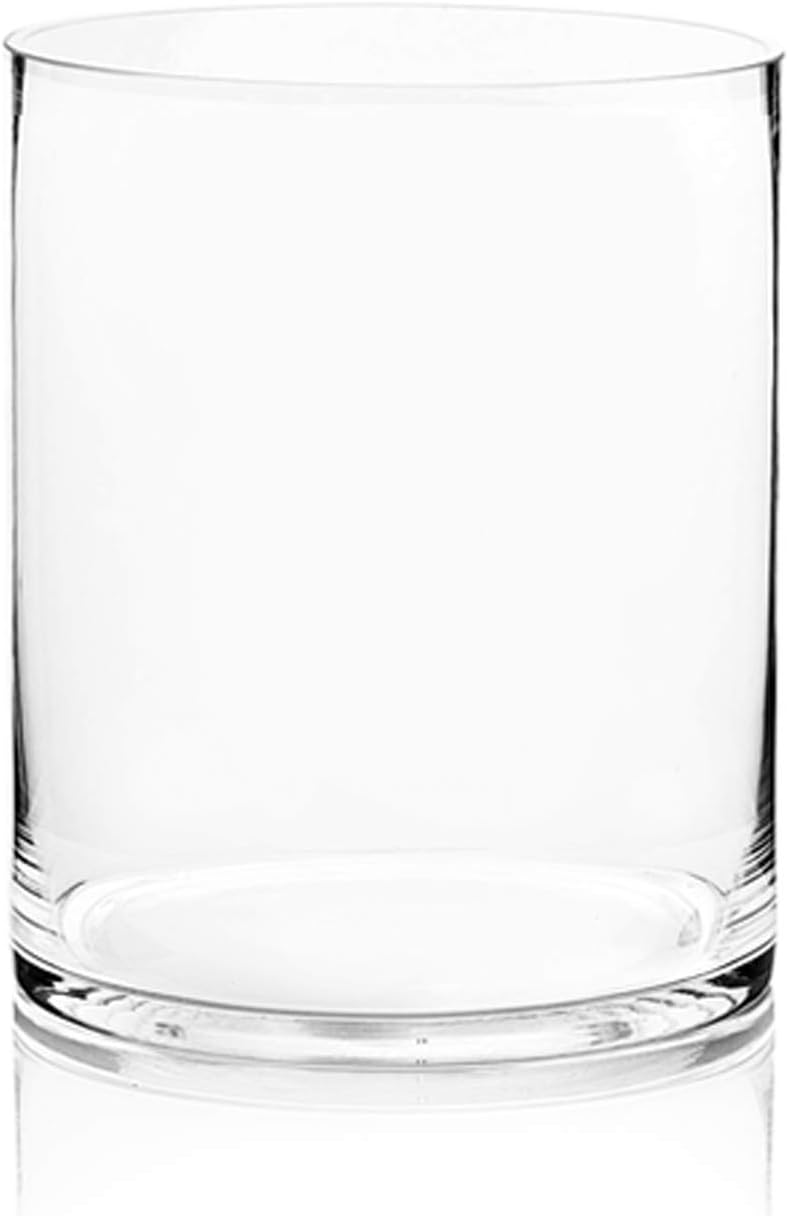 WGVI WGV Cylinder Vase, Width 8", Height 10", Clear Wide Large Diameter Flower Glassware, Floral Container, Planter Terrarium for Wedding Party Event, Home Accent Decor, 1 Piece - Image 1