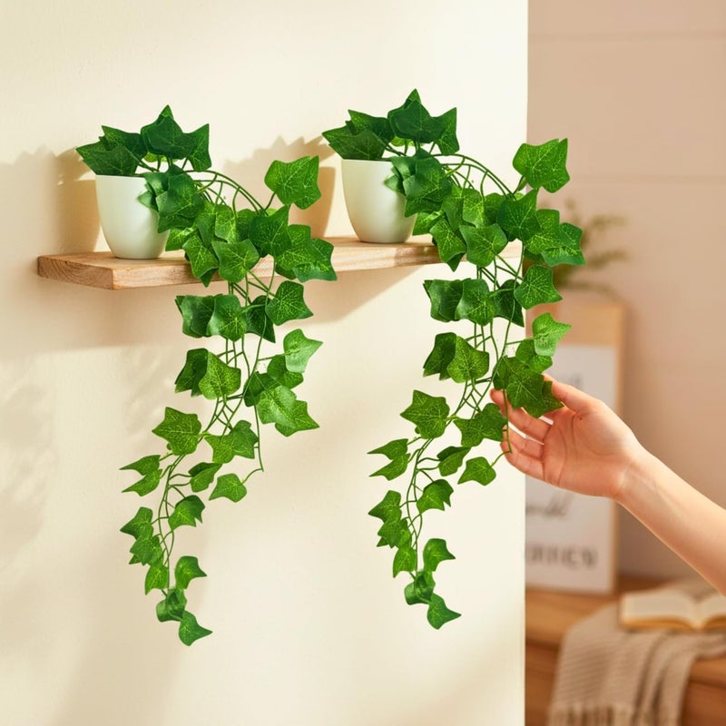 fancymart Artificial Vine Plant Falling with Pot : Pack of 2 (Natural Touch & Feel)| Home Décor with Small Size Pot |Small Faux Plants for Home Decor | Office Decor | Size 45 X 17 X 7 CM - Image 2
