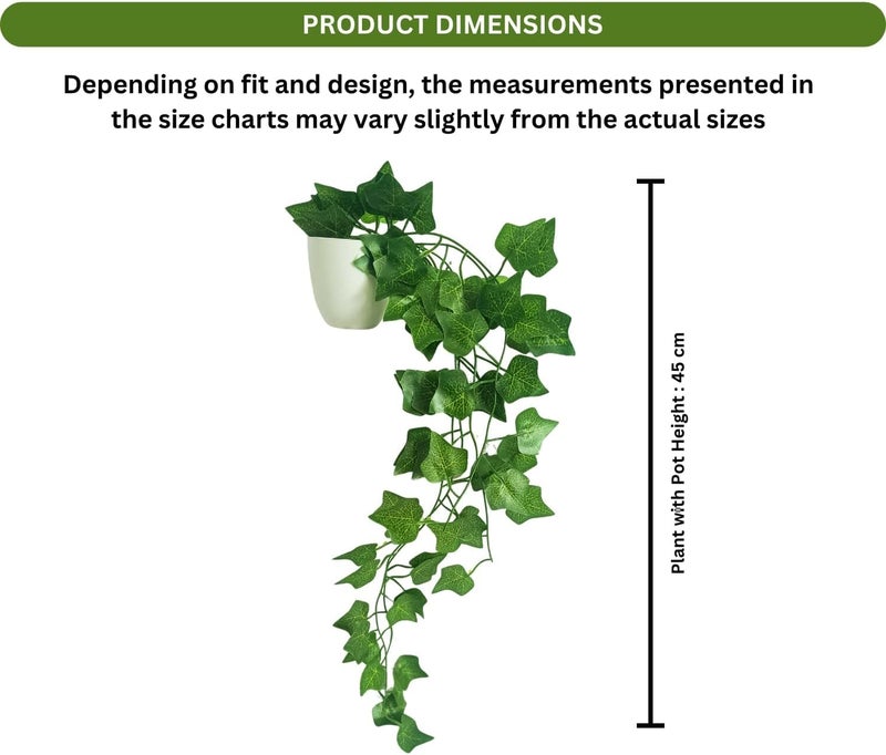 fancymart Artificial Vine Plant Falling with Pot : Pack of 2 (Natural Touch & Feel)| Home Décor with Small Size Pot |Small Faux Plants for Home Decor | Office Decor | Size 45 X 17 X 7 CM - Image 4