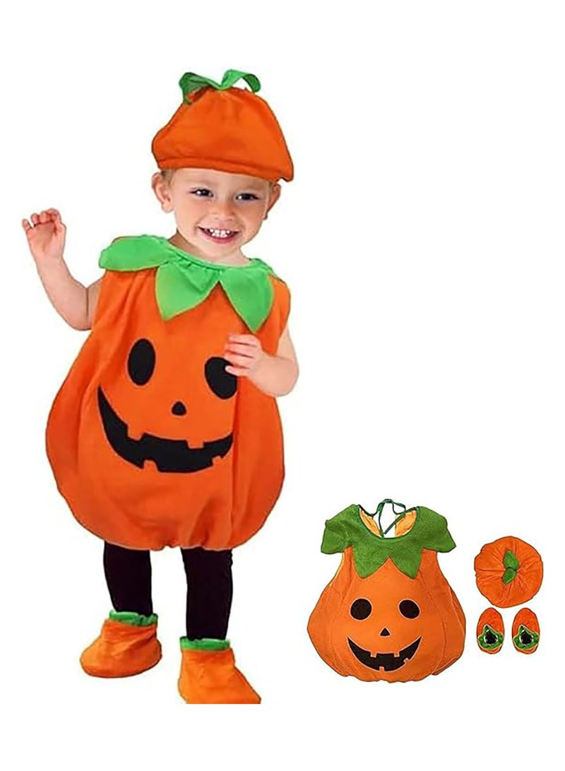 Jorunb Pumpkin Costume for Baby Toddler Kids,Unisex Funny Cosplay Outfit Orange Costumes Outfits with Pumpkins Hat for Boys Girls  - Image 2