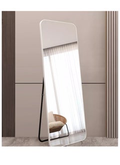 Generic Full Length Mirror  Rounded Corner Floor Mirror Standing Hanging or Leaning Against Wall Dressing Room Mirror Full Length Standing Mirror Wall Mounted Mirror Makeup Mirror for Living Room White  - Image 3