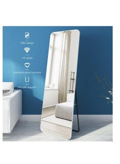 Generic Full Length Mirror  Rounded Corner Floor Mirror Standing Hanging or Leaning Against Wall Dressing Room Mirror Full Length Standing Mirror Wall Mounted Mirror Makeup Mirror for Living Room White  - Image 4