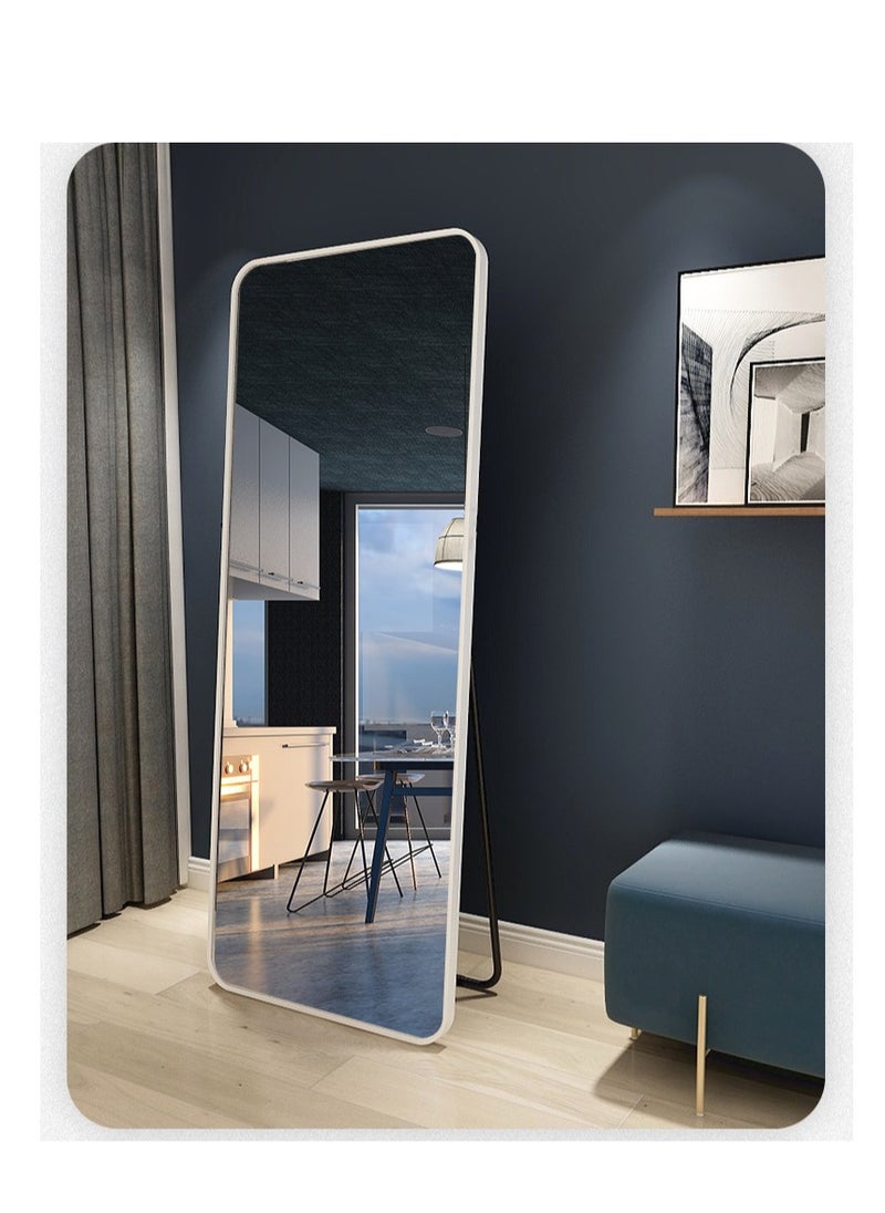 Generic - Full Length Mirror  Rounded Corner Floor Mirror Standing Hanging or Leaning Against Wall Dressing Room Mirror Full Length Standing Mirror Wall Mounted Mirror Makeup Mirror for Living Room White - Image 1