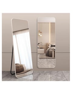 Generic Full Length Mirror  Rounded Corner Floor Mirror Standing Hanging or Leaning Against Wall Dressing Room Mirror Full Length Standing Mirror Wall Mounted Mirror Makeup Mirror for Living Room White  - Image 2