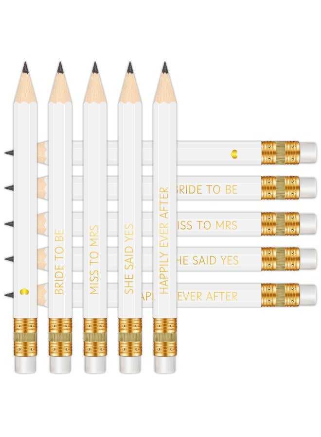 Vusnud 50Pcs – Bridal Shower Sharpened Half Pencils with Erasers, Pre-sharpened Pencils for Bridal Shower & Wedding Games, 4 Inches (White - Happily Ever After) - Image 5