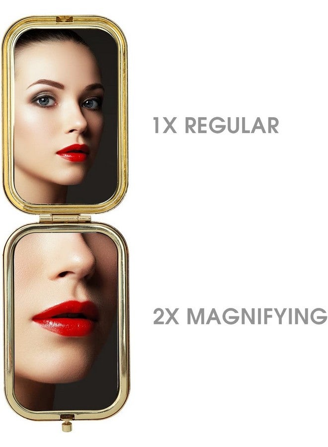 P Plus Fire Vintage Makeup Mirror, Magnifying Compact Mirror for Purses with 2 x 1x Magnification, Folding Mini Pocket Double Sided Travel Makeup Mirror(Random Pattern, Set of 2) - Image 4