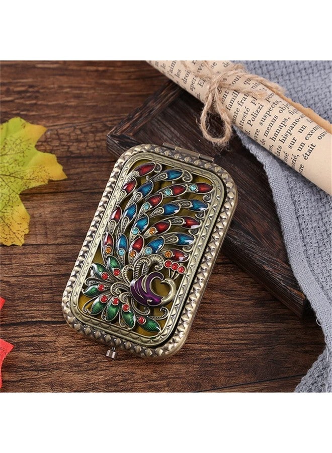 P Plus Fire Vintage Makeup Mirror, Magnifying Compact Mirror for Purses with 2 x 1x Magnification, Folding Mini Pocket Double Sided Travel Makeup Mirror(Random Pattern, Set of 2) - Image 5