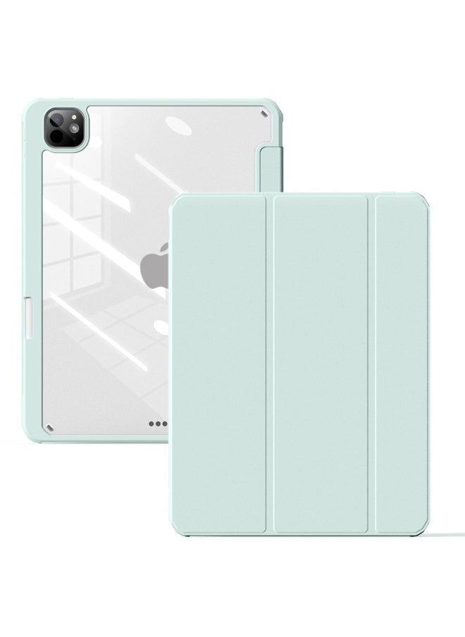Suitable For Ipadpro11 Inch Protective Cover Mini7 With Pen Slot Flat Air6 Acrylic 10 Generation Hard Bottom Soft Edge Case-Color:tender Green [aurora 1]]-Applicable Model:Pro7-13 Inch (M4) [2024]]  - Image 1