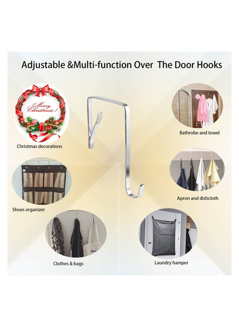12 Pcs Adjustable Over The Door Hooks, Heavy Duty Stainless Steel Door Hanger and Door Hooks for Living Room, Bathroom, Bedroom, Hanging Keys, Hats,Towels, Coats and Handbags  - Image 3