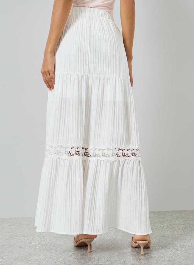 Take Two White Lace Insert Tiered Maxi Skirt - Image 4