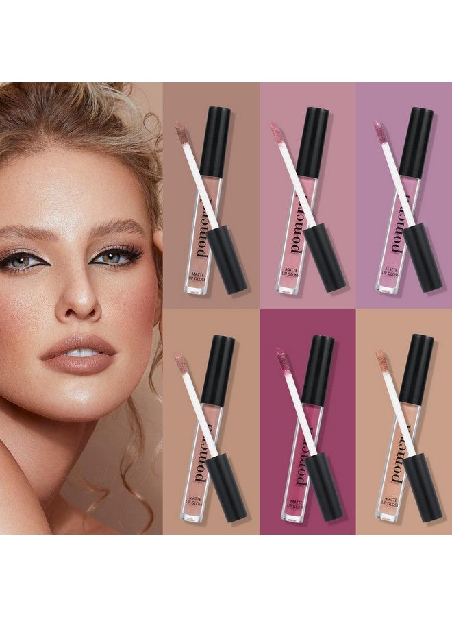 pomcral 6 Color Matte Lip gloss Sets Velvet Lip Glaze Moisturizing Waterproof Nude Lipgloss Tint Long Lasting Lipgloss Liquid Lipstick Kit - Image 5