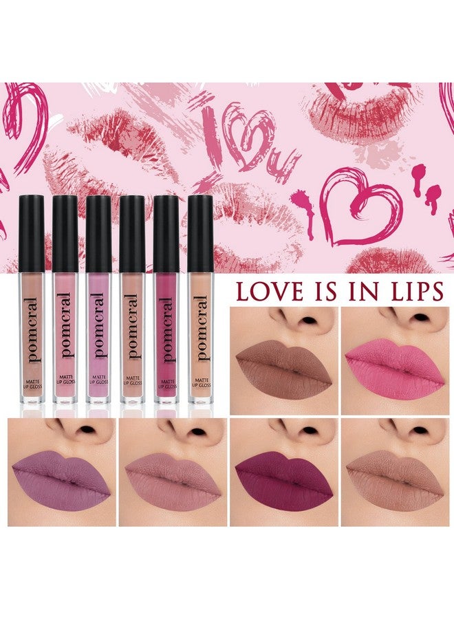 pomcral 6 Color Matte Lip gloss Sets Velvet Lip Glaze Moisturizing Waterproof Nude Lipgloss Tint Long Lasting Lipgloss Liquid Lipstick Kit - Image 4
