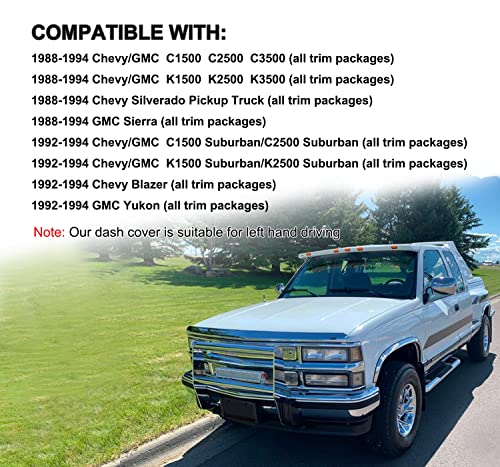 Yiz Dash Cover Mat Fit for Chevy Chevrolet SilveradoGMC Sierra C1500 C2500 C3500 K1500 K2500 K3500 Pickup Truck 19881994 199294 GMC YukonChevy Blazer Suburban Dashboard Pad Carpet 8894 BlueY25 - Image 3