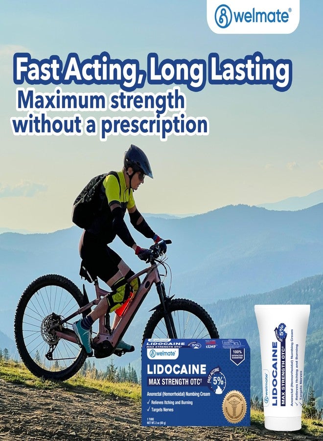 WELMATE 5% Lidocaine Cream for Hemorrhoids – Fast-Acting Lidocaine Numbing Cream & Topical Analgesic Cream for Anorectal Itch Relief, Unscented, Child Resistant Packaging 2 oz (60g) - Image 3